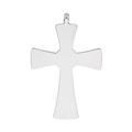 Cross Pendant with 8mm Indent for Cabochon Rhodium Plated Alternative Image
