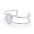 Cushion Cuff Bangle with 18x13mm Bevel Cup for Cabochon Rhodium Plated Alternative Image