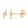Lightening Bolt Earstuds with CZ 8x3.5mm w/Scrolls Gold Plated Sterling Silver Vermeil Alternative Image
