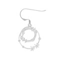 Double Hoop with Flower Design appx 22x17.5mm Earrings Sterling Silver Alternative Image