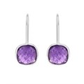 Amethyst Facetted Square Wire Drop Earrings Sterling Silver Alternative Image