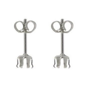 3mm Snap-in Earstud 6 prong (with scrolls) Sterling Silver (STS)