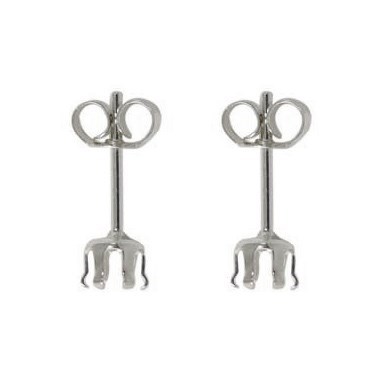 6mm Snap-in Earstud 6 prong (with scrolls) Sterling Silver (STS)