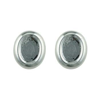 Earstud with 8x6mm Cup for Cabochon without scrolls Silver Plated