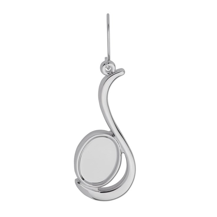 Oval / Wave Eardrop with 14x10mm Cup for Cabochon Silver Plated