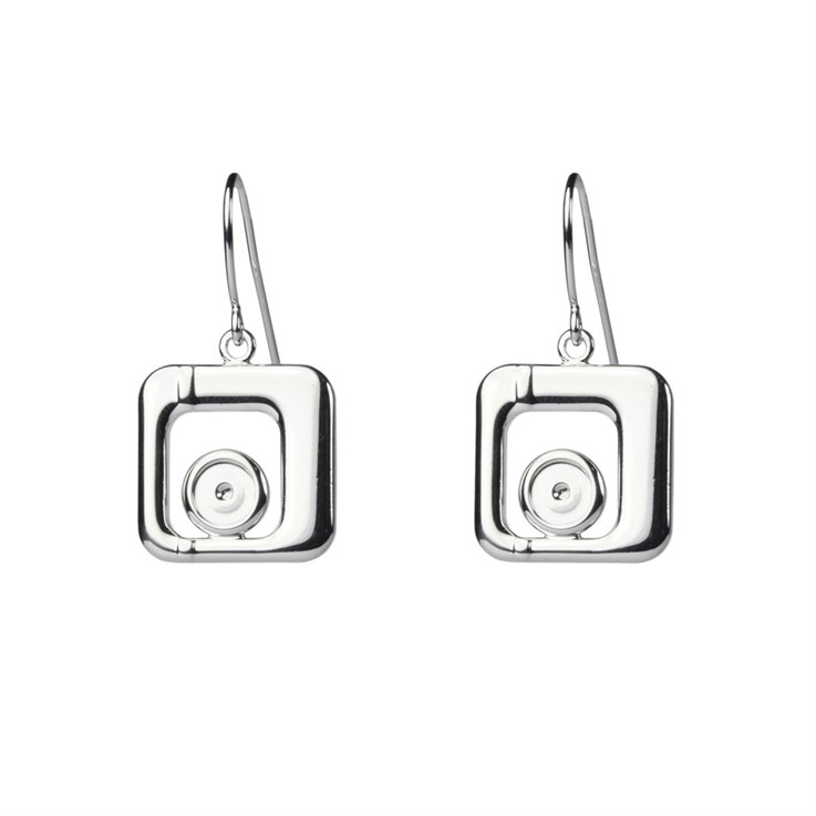Eardrop Square Design with 6mm Cup for Cabochon Silver Plated