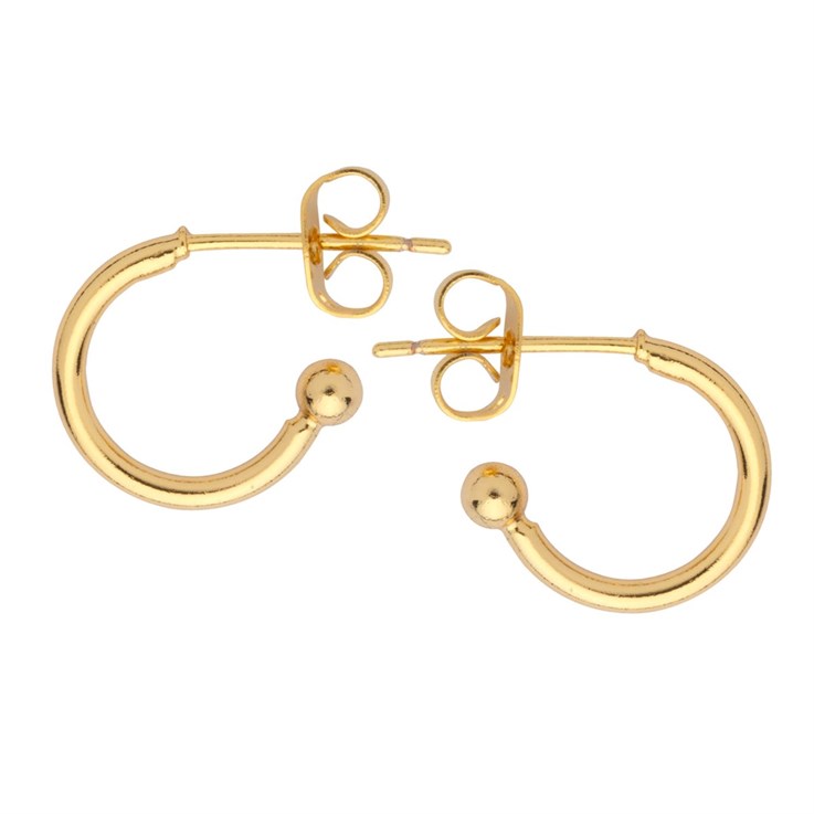 Superior 12mm Ear Hoop & Ball with Scrolls Gold Plated