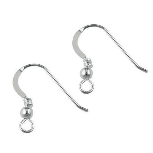 Fish Hook Earwire 22.5x10mm with Ball Short Tail Sterling Silver (STS)