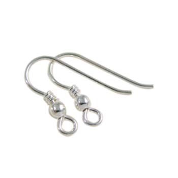 Heavy Fish Hook Earwire with Ball & Spring Short Tail Sterling Silver