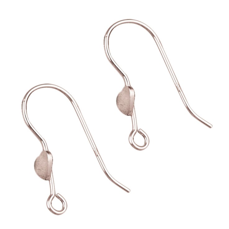 Fish Hook Earwire with Heart 21mm Sterling Silver