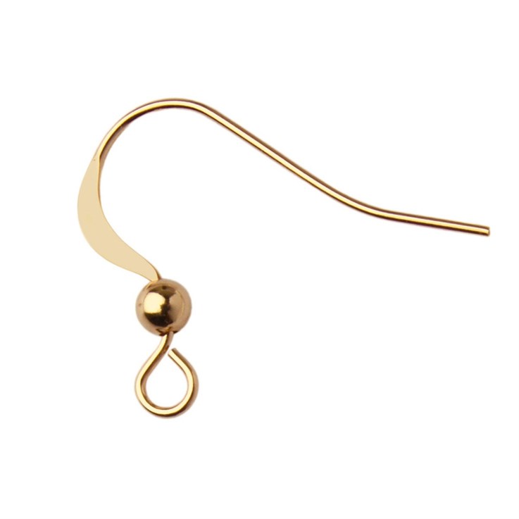 Fishhook Earwire 21x14mm with 3mm Bead Gold Filled