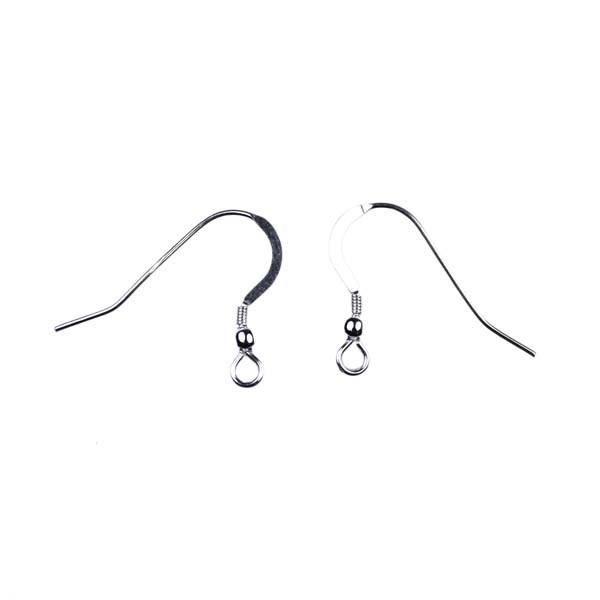 Superior Fish Hook Earwire with Ball & Spring 22x16mm Silver Plated