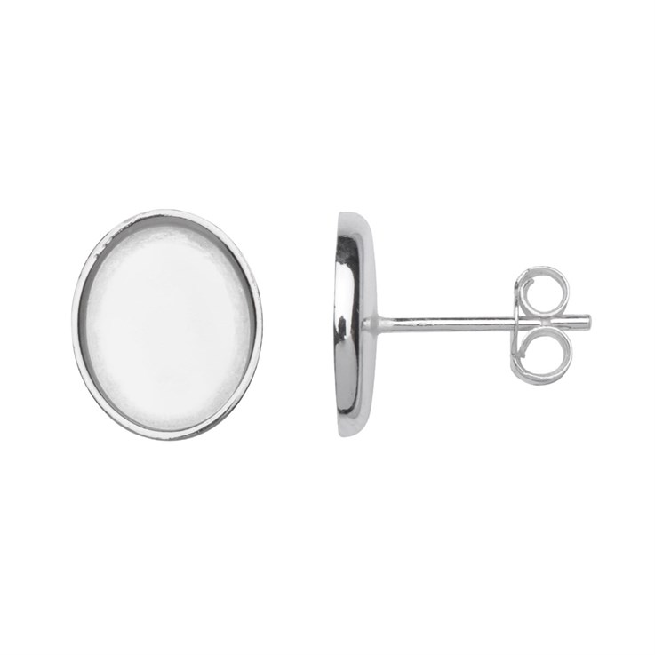 10x8mm  Plain Cup Earstud (with scrolls) Sterling Silver (STS)
