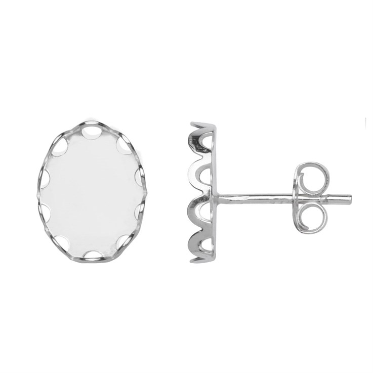 10x8mm Filigree Edge Earstud (with scrolls) Sterling Silver (STS)