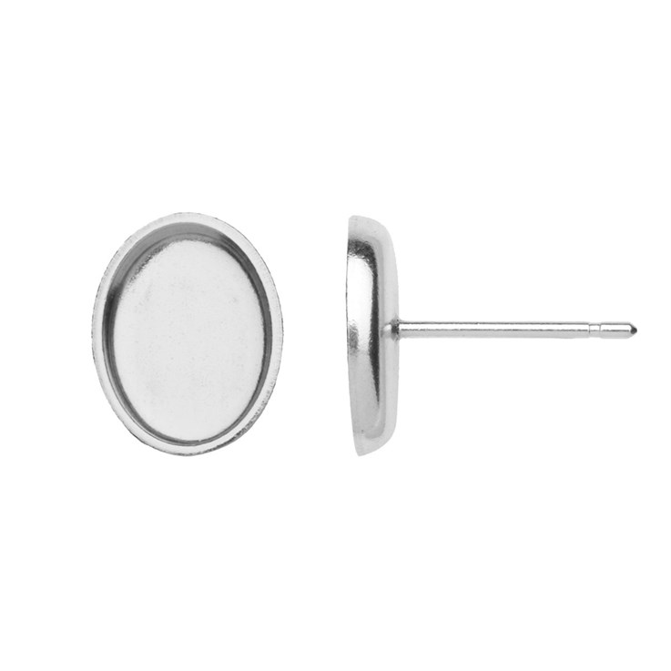 8x6mm Plain Heavy Cup Earstud (without scrolls) Sterling Silver (STS)