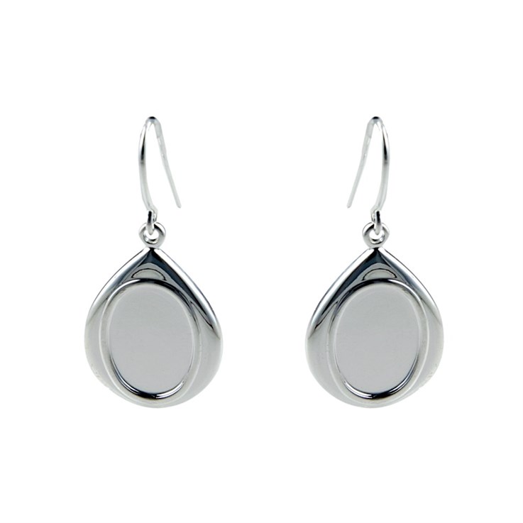 Teardrop Eardrop with 10x14mm Cup Silver Plated