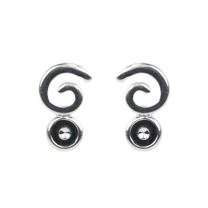 Swirl (Small) Earstud with 4mm for Cabochon without scrolls Silver Plated