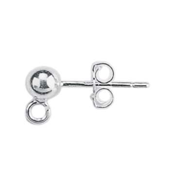 4mm Ball Ring Earstud (with scroll) Sterling Silver (STS)