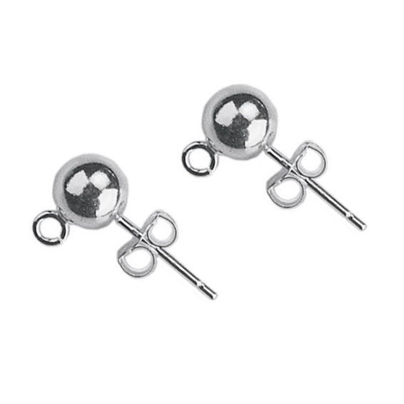 6mm Ball Ring Earstud (with scroll) Sterling Silver (STS)