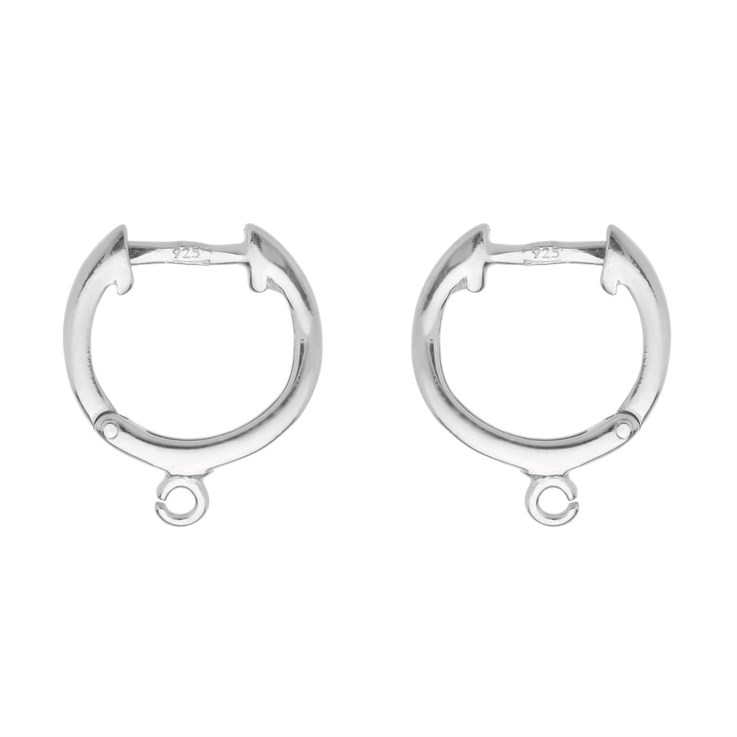 13mm Hinged Ear Hoop with Ring Sterling Silver