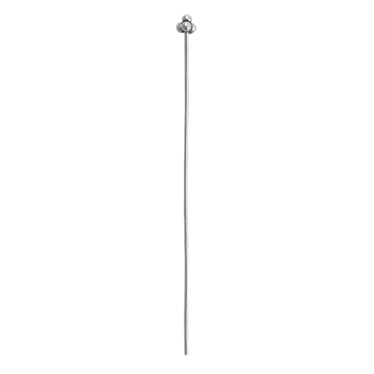 Fancy Headpin 2" with Antiqued 3 Ball End (50mm) wire dia 0.60mm Sterling Silver (STS)
