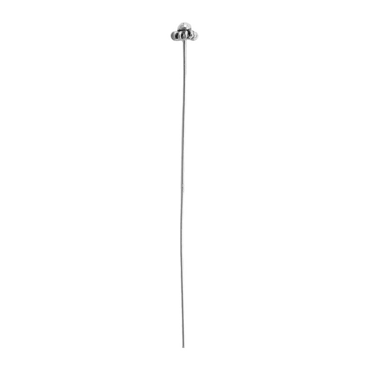 Fancy Headpin 2" with Fancy Antiqued Flower End (50mm) wire dia 0.60mm Sterling Silver (STS)