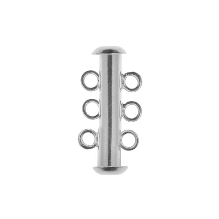 3-row Cylinder Shape  Clasp Silver Plated