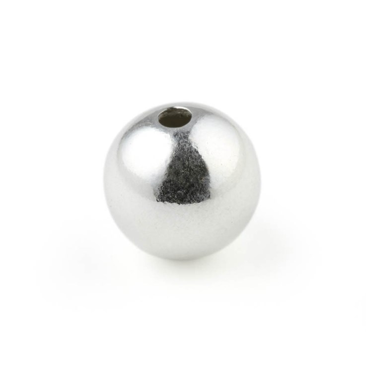 Plain round shape Bead 8mm with 2.0mm Hole ECO Sterling Silver (STS)