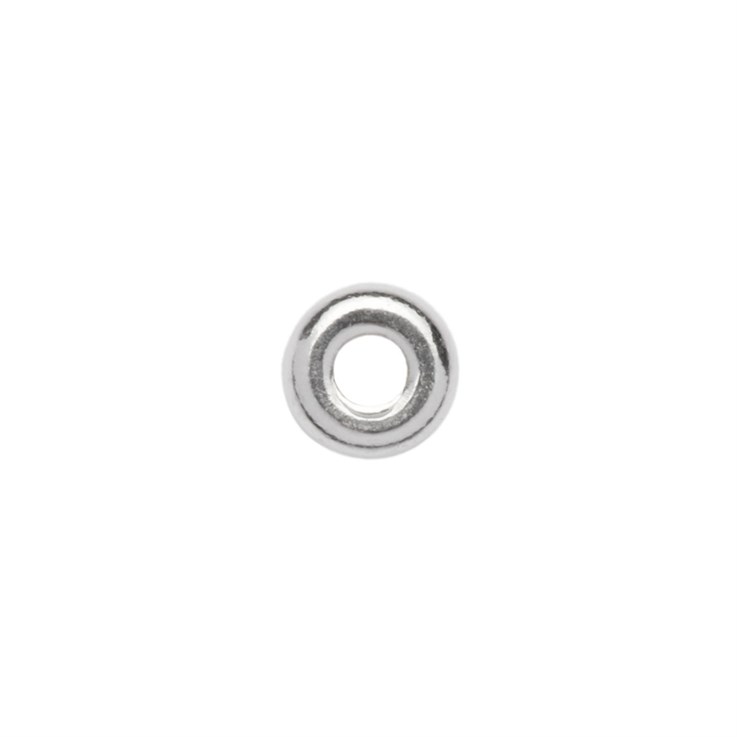 3mm Shiny rondel shaped Bead 1.1mm Hole ECO Sterling Silver (STS)