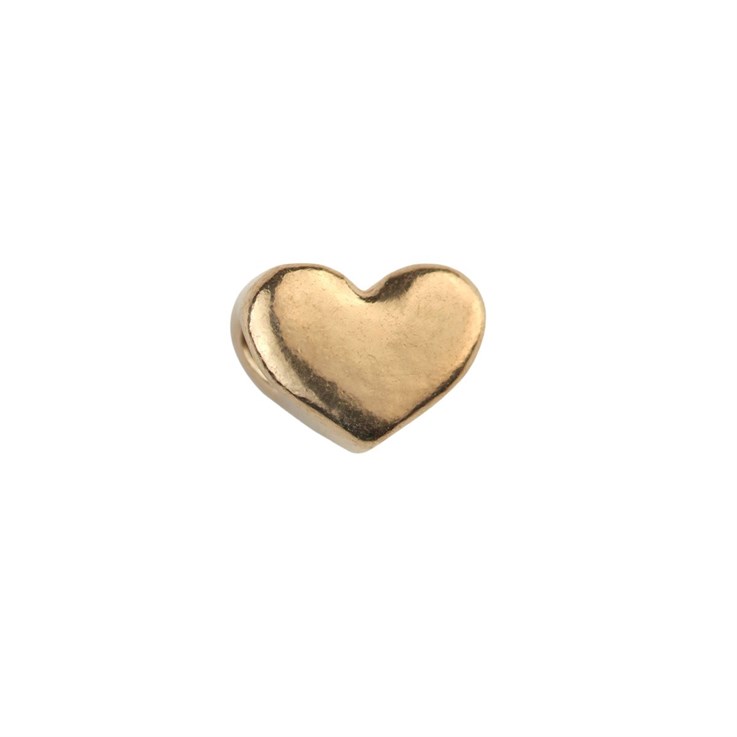 Heart Shape shaped Bead (Horizontal Drilled) 6.5x5mm Rose Gold Plated Vermeil Sterling Silver