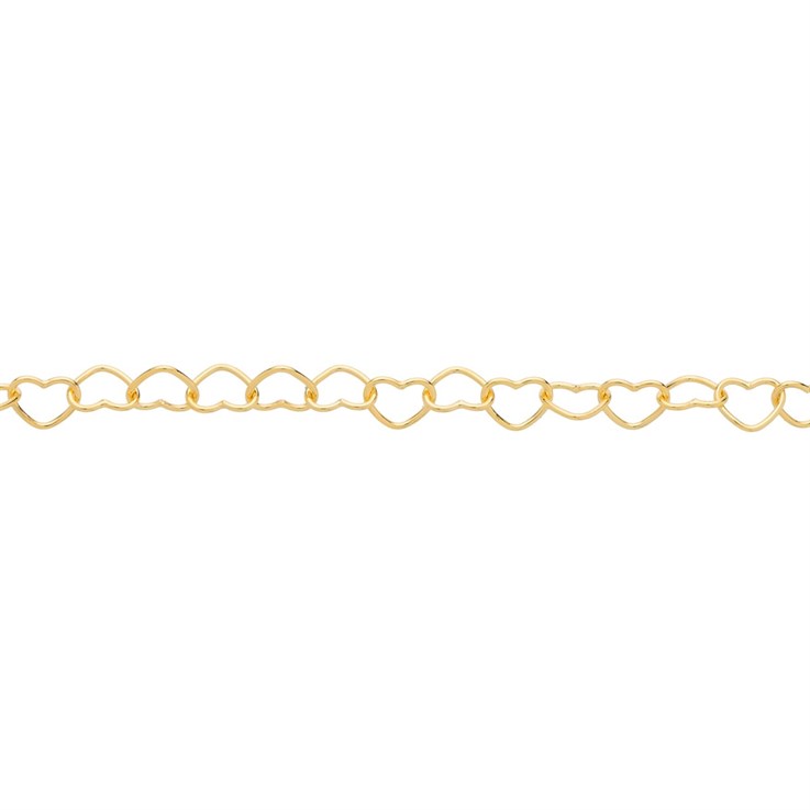Superior Heart Links Chain Loose by the Metre Gold Plated  ECO Sterling Silver Vermeil