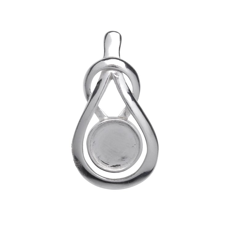 Teardrop Knot Pendant with 10mm Cup for Cabochon Sterling Silver