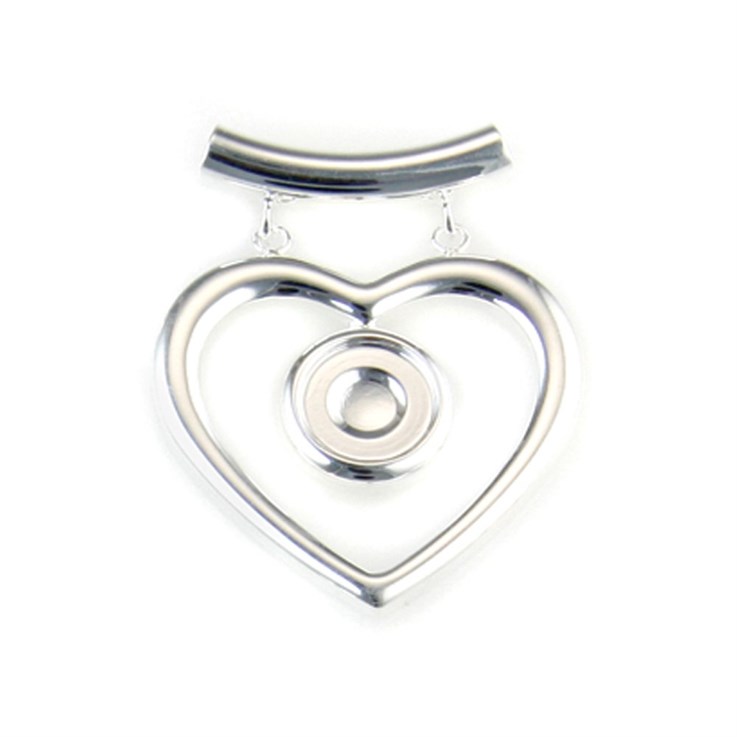 Heart Pendant with 10mm Cup for Cabochon Silver Plated