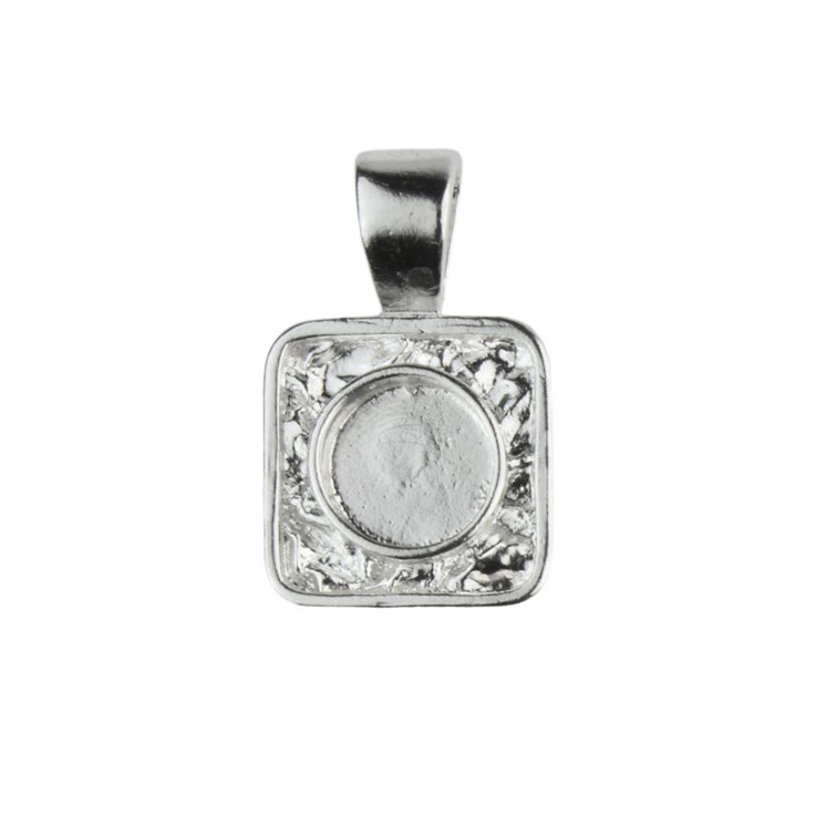 Fancy Square Pendant Takes 6mm+ Cabochon Sterling Silver (STS)