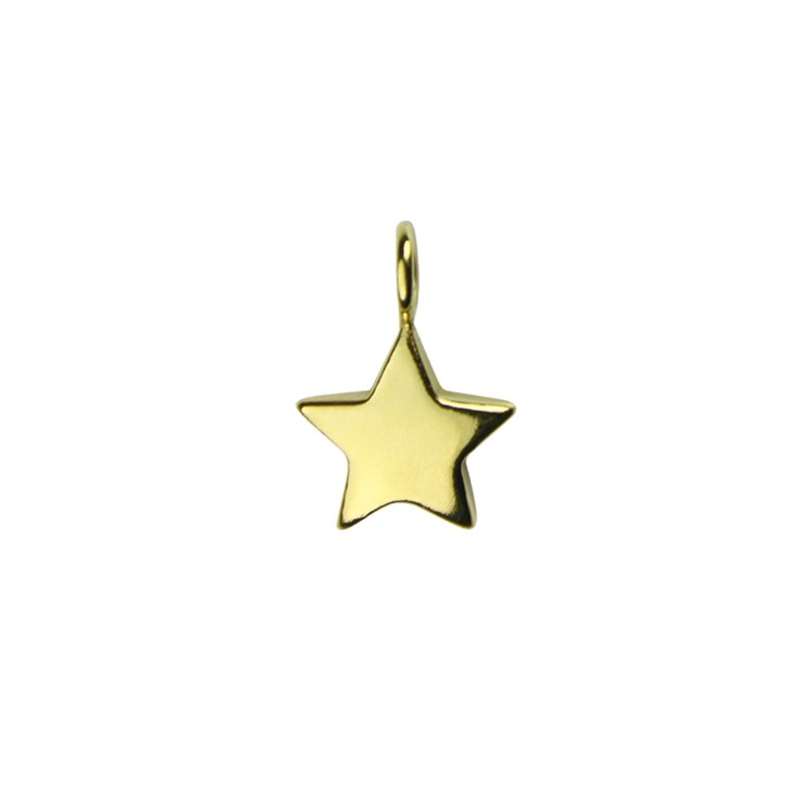 Star Shape Charm Pendant 10mm Gold Plated Vermeil Sterling Silver Extra Durable