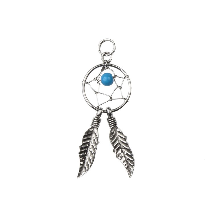 Dreamcatcher Charm Pendant 12mm Sterling Silver (STS)