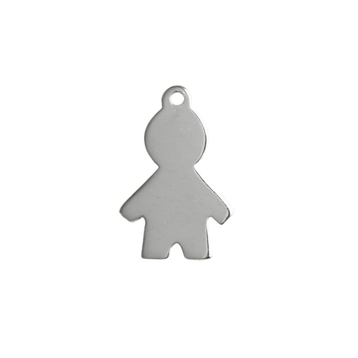 Boy Shape Charm/Tag with Loop 16mm Sterling Silver