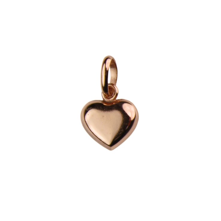 Heart Charm Pendant 9mm with Flat Back Rose Gold Plated Vermeil Sterling Silver (Extra Durable)