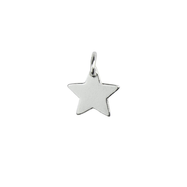 Flat Smooth Star Charm Pendant 10mm Sterling Silver (STS)