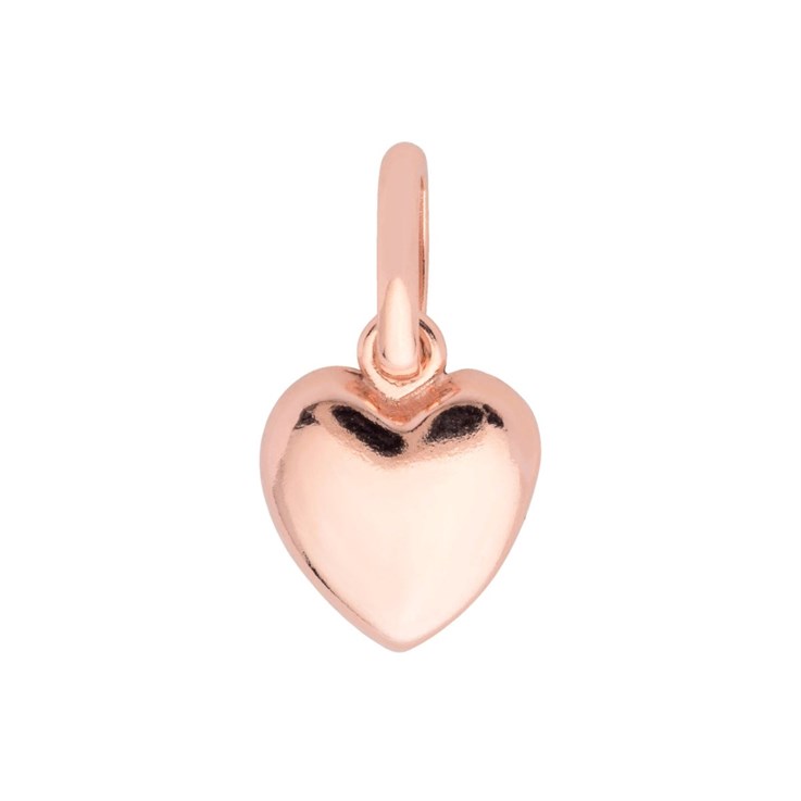 Heart Charm Pendant 11x9mm with Flat Back Rose Gold Plated Vermeil Sterling Silver
