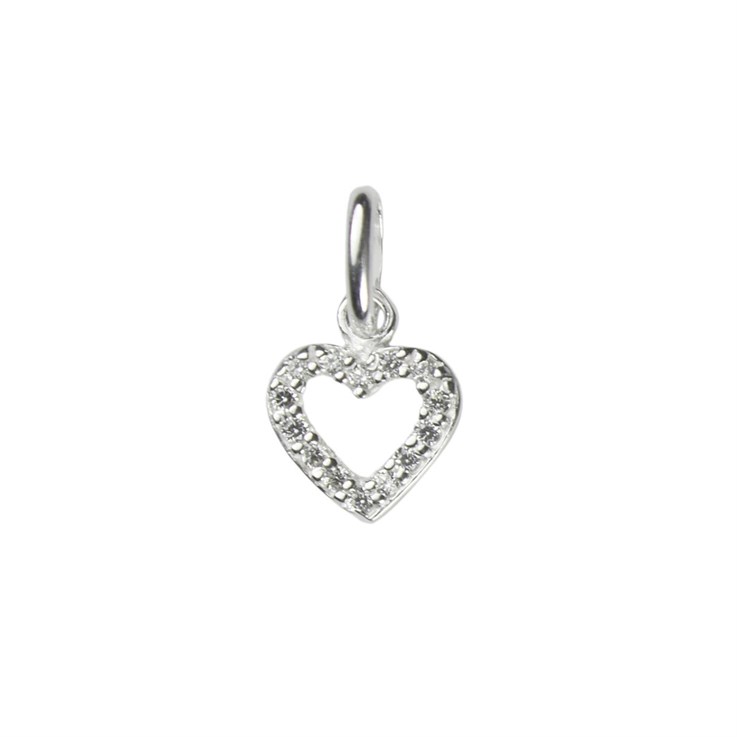 Open Heart Charm Pendant Encrusted with Cubic Zirconia