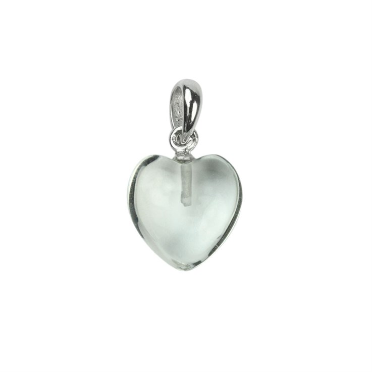 Crystal Gemstone Heart Pendant with Bail 12mm Sterling Silver
