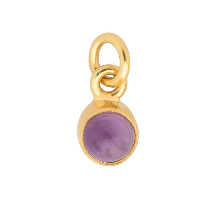 Amethyst 6mm approx.Charm Pendant Gold Plated Sterling Silver Vermeil Birthstone February