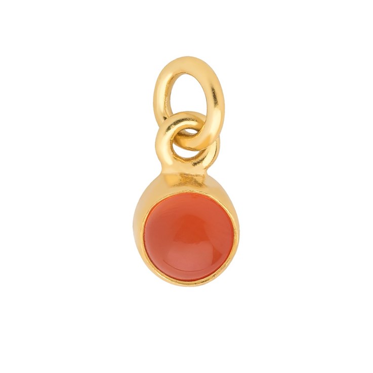 Carnelian 6mm approx.Charm Pendant Gold Plated Sterling Silver Vermeil Birthstone July