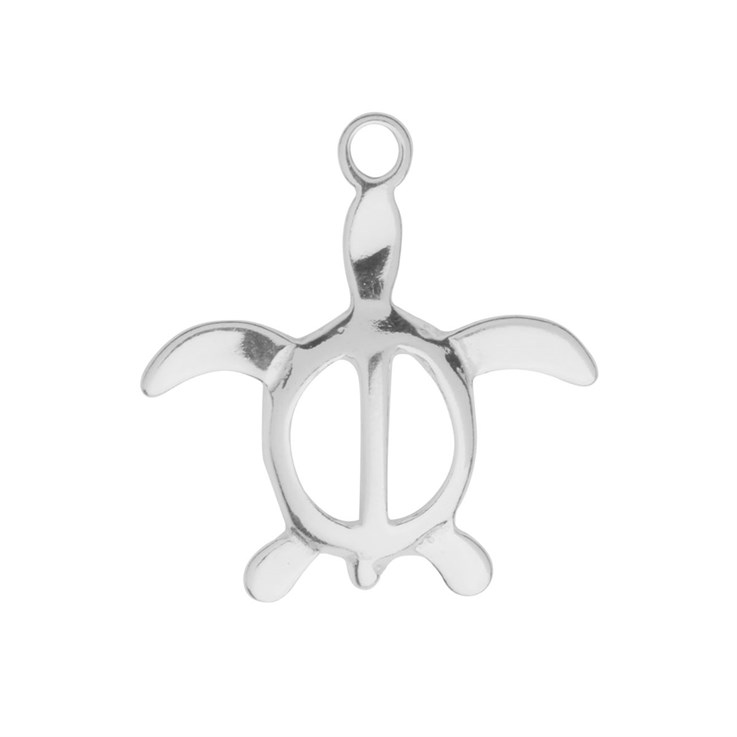 Turtle 19mm Charm Pendant Sterling Silver