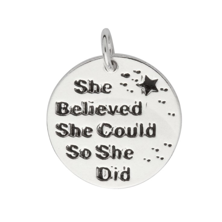 She Believed She Could So She Did Charm Pendant Sterling Silver