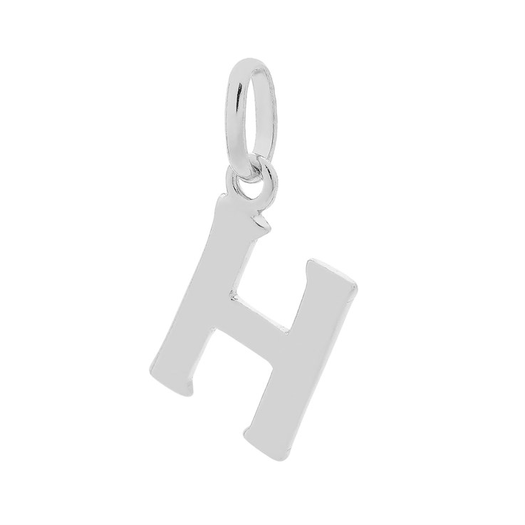 Large Uppercase Alphabet Letter H Charm Pendant 15x9mm Sterling Silver (STS)