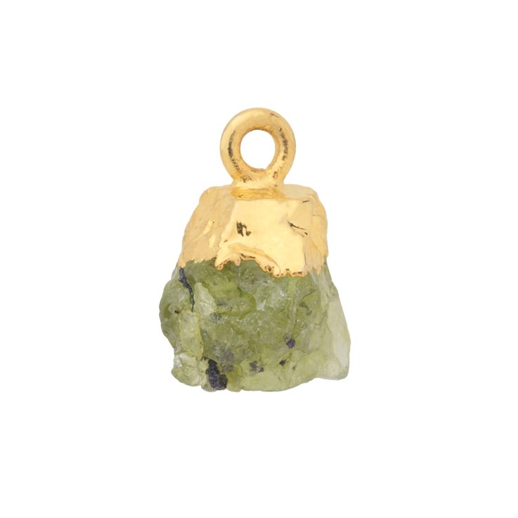 Peridot Raw Gemstone Pendant/Dropper 8-10mm Birthstone August 18ct Gold Electroplated