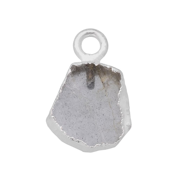 Aquamarine Gemstone Raw Edge 8-10mm Pendant/Dropper Sterling Silver Electroplated
