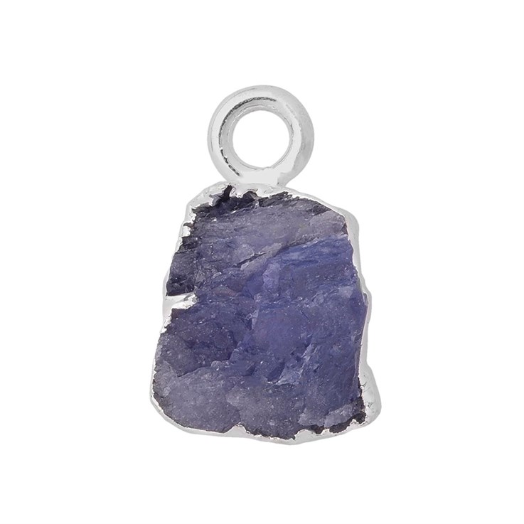 Tanzanite Gemstone Raw Edge 8-10mm Pendant/Dropper Sterling Silver Electroplated